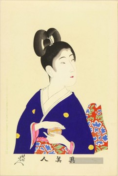 豊原周延 Toyohara Chikanobu Werke - Eine Schönheit, die eine Kugel 1897 Toyohara Chikanobu bijin okubi e